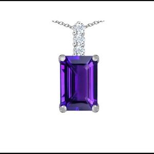 Star K Amethyst Pendant Sterling Silver Necklace